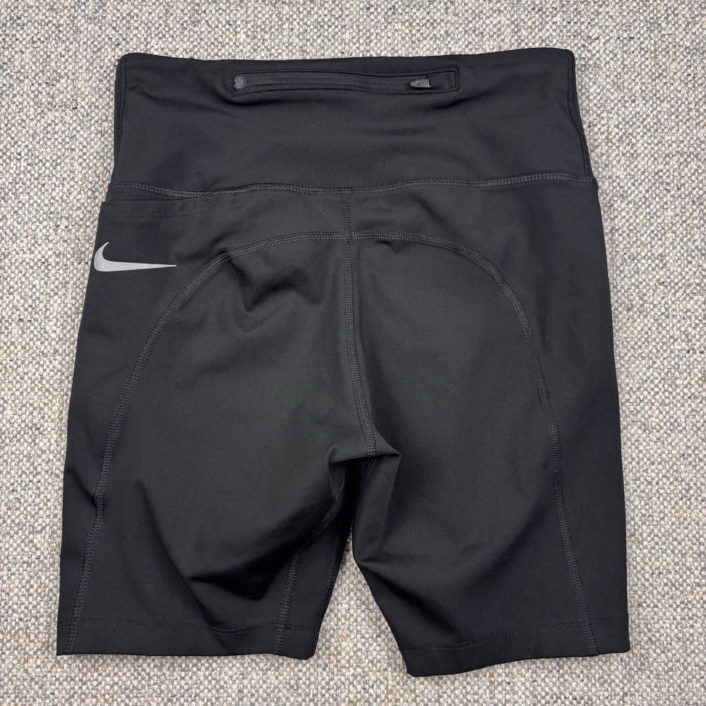 Nike Dri-FIT Fast Women's 7" Mid-Rise Running Shorts Black Reflective Zip Pocket - Picture 2 of 6